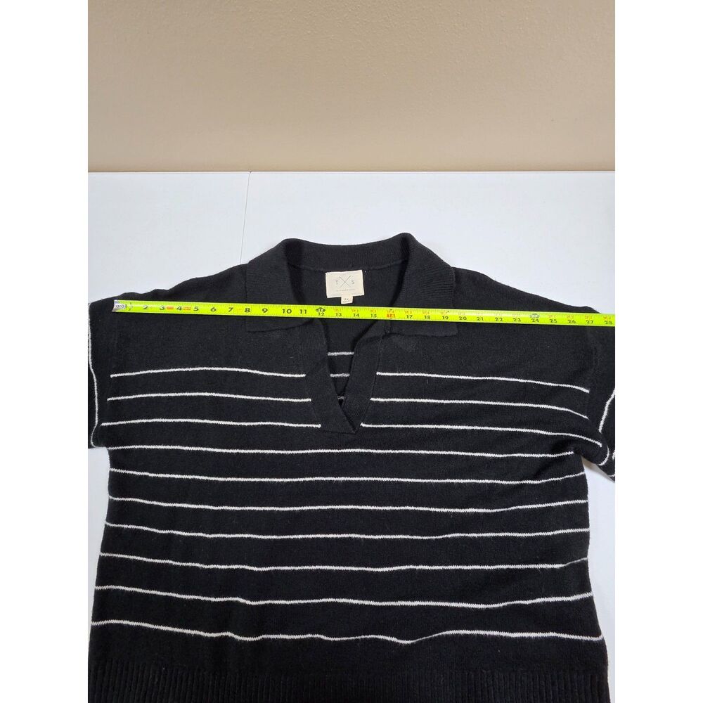 Thread & Supply Black White Striped Collared Sweater 2X Plus Preppy Coastal - Picture 5 of 8